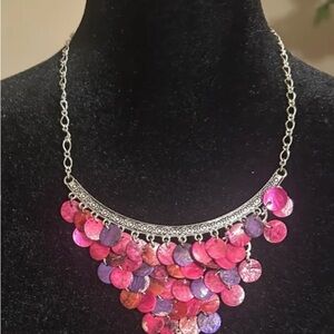 Elegant Pink and Purple Statement Necklace